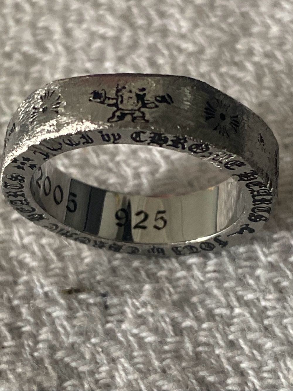 Sterling Silver focl chrome hearts ring  Engraved Band Ring - Silver size 8 - Picture 2 of 5